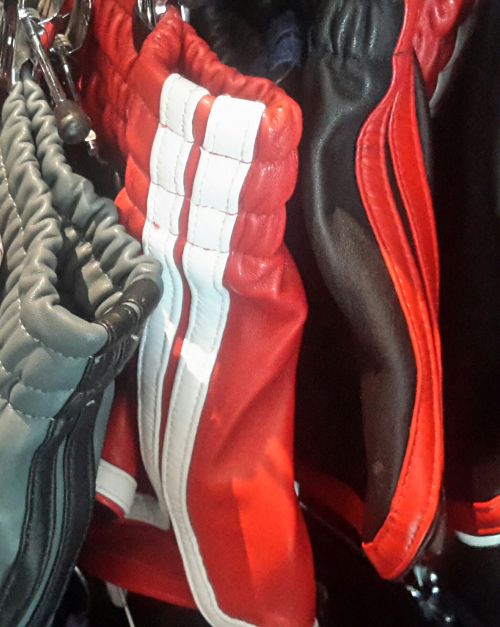 Elite Leather Shorts (Black w/red stripes)